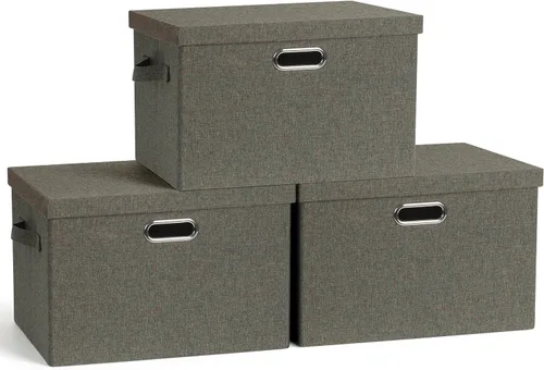 Miniatura 20 de Graciadeco Contenedores de almacenamiento plegables grandes de 17 pulgadas y 36 cuartos de galón con tapas, paquete de 3 cajas de almacenamiento