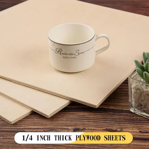 Miniatura 6 de Paquete de 12 hojas de madera de tilo de 12 x 12 x 1/4 pulgadas-6mm de grosor para manualidades, tableros de madera contrachapada sin terminar, Paq
