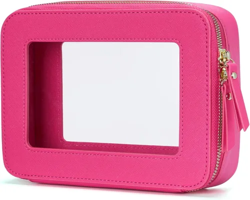 Miniatura 50 de Bolsa de maquillaje transparente Popvibe, estuche de cosméticos de viaje con cremallera, bolsa de aseo transparente con cremallera, organizador Malva