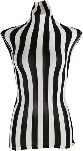 ULTECHNOVO - Maniquí femenino con forma de vestido de medio cuerpo, tela de encaje de algodón a rayas, cubierta de maniquí ajustable para exhibición