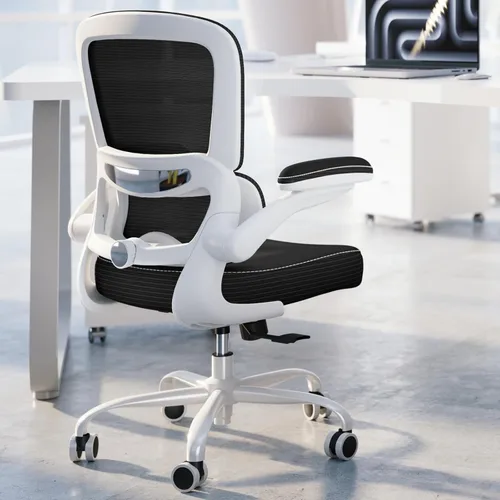 TRALT Silla ergonómica de oficina, silla de escritorio con soporte lumbar ajustable, silla de computadora cómoda de malla con reposabrazos Negro