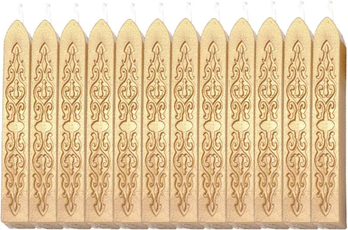 Miniatura 25 de Yoption 12 varillas de cera de sellado con mechas, tótem de oro antiguo manuscrito de fuego para sello de cera (oro antiguo)