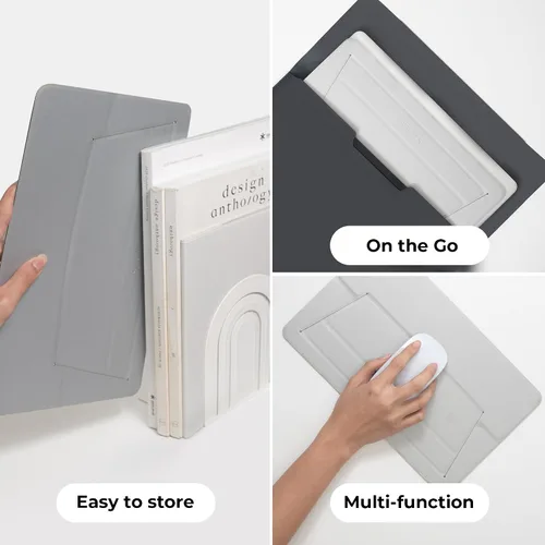 Miniatura 6 de SenseAGE Soporte para computadora portátil para escritorio, oficina, soporte ergonómico para portátil, soporte plano de viaje plegable y portátil