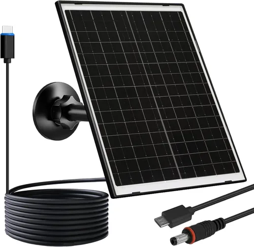 Miniatura 15 de FUTUREZEN Panel solar de 6 W para cámara de seguridad al aire libre, cargador solar USB/USB-C de 5 V compatible con cámaras de batería recargable