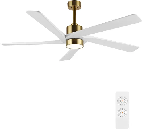 Miniatura 22 de WINGBO - Ventilador de techo DC de 64 pulgadas con luces y control remoto, 5 aspas reversibles de madera tallada, motor DC silencioso de 6 Grafito