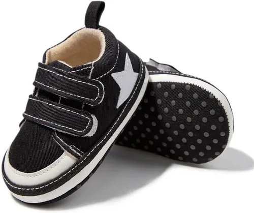 Unsex - Tenis de lona para bebés y niñas, para recién nacidos, antideslizantes, suela suave, para cuna, estilo casual