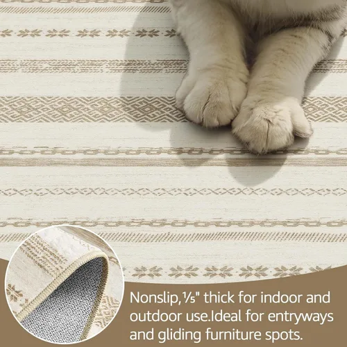 Miniatura 4 de jinchan Boho 2x3 Rugs for Entryway - Moroccan Machine Washable Doormat Soft Bohemian Small Throw Rug Non-Slip Carpet for Entrance Kitchen Laundry