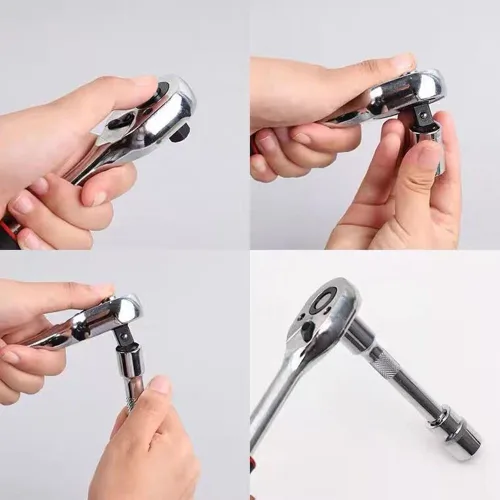 Miniatura 5 de FLZOSPER Juego de 46 piezas de 1/4 de pulgada y 45 dientes con llave de trinquete reversible, kit de herramientas para reparación automática y hogar