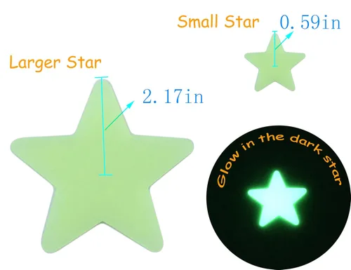 Miniatura 4 de 200 calcomanías de pared de plástico noctilucente fluorescente de 1.2 pulgadas que brillan en la oscuridad, para el hogar, techo, pared, dormitorio