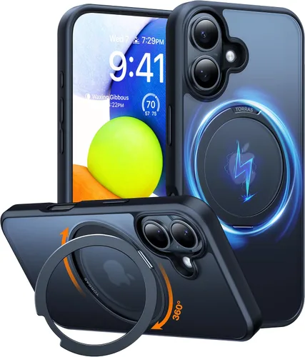 Miniatura 12 de TORRAS Funda con soporte giratorio de 360° para iPhone 15/iPhone 14, compatible con MagSafe, soporte de anillo magnético