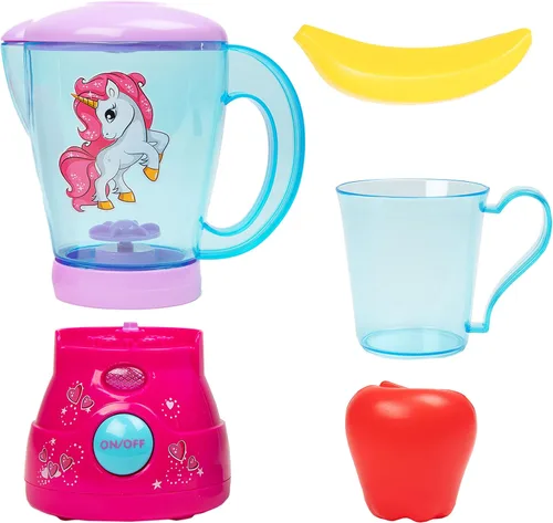 Toy Chef Electrodomésticos de cocina Play – Licuadora premium para niños – Accesorios de cocina rosa con temática de unicornio – Regalo genial para