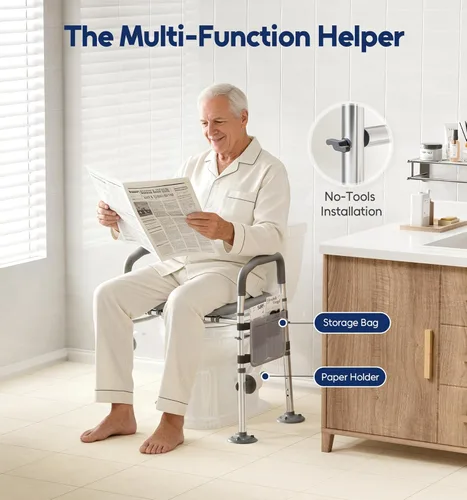 Miniatura 5 de Bluelog Elevadores de asiento de inodoro para personas mayores, asiento de inodoro elevado ajustable de 6 pulgadas de ancho y 7 pulgadas de altura