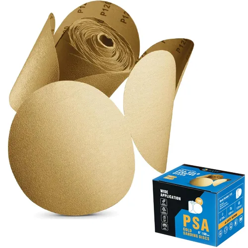 Miniatura 15 de S SATC 100 discos de lija PSA de 6 pulgadas, papel de lija con parte trasera adhesiva de grano 80 para taladro, papel de lija automotriz redondo