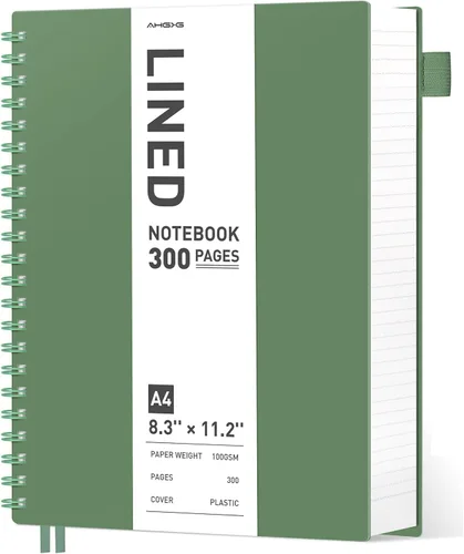 Miniatura 27 de AHGXG Cuaderno espiral rayado para universidad - Cuaderno espiral perforado A4 de 8.5" x 11", 300 páginas con páginas perforadas fáciles de rasgar