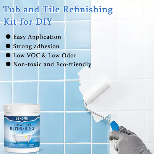 Miniatura 3 de BEKOMN Pintura para Bañera, Kit de Renovación de Bañera y Azulejos 33oz con Herramientas, Pintura para Bañera Blanca a Base de Agua de Bajo Olor