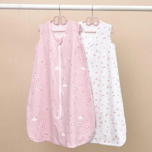 Miniatura 6 de david's kids Saco de dormir 100% algodón orgánico para bebé de 6 a 12 meses, mantas suaves para bebé con cremallera de 2 vías, paquete de 2 cómodos