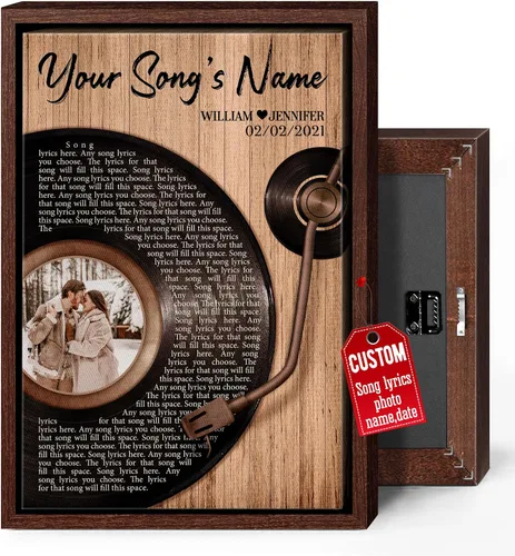 Miniatura 19 de H-DEWALL Lienzo personalizado con letras de canciones enmarcado, regalos para ella, obra de arte para el dormitorio, lienzo musical personalizado