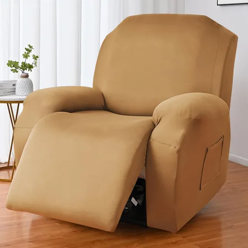 Miniatura 9 de vctops Fundas para sofá reclinable de 3 cuerpos, de punto, elásticas, suaves, lisas, antideslizantes, para sofá, protector de muebles con parte