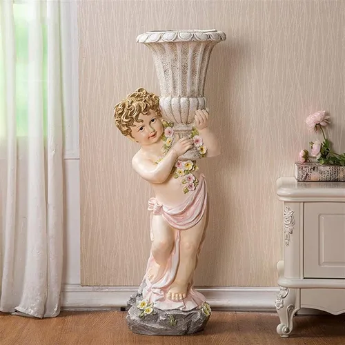 Miniatura 6 de OLOTU Elegante jarrón de resina de 40.4 pulgadas, de alta calidad y aspecto elegante, floreros grandes eclécticos para el hogar, lindo arreglo
