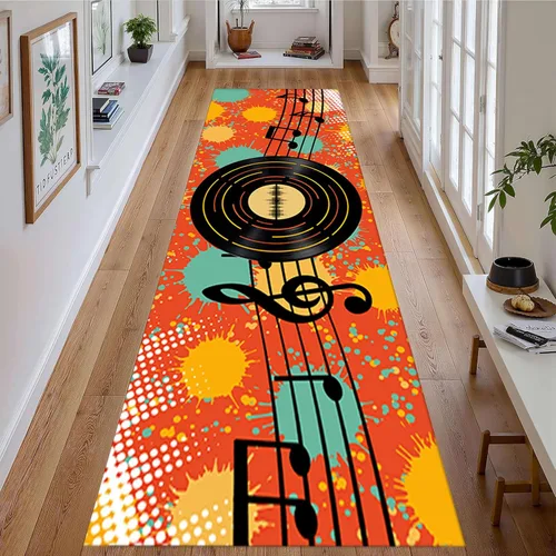 Miniatura 12 de Alfombra musical vintage, 2 x 8 pies, estilo retro, teclas de piano, notas musicales, notas musicales, alfombras de pasillo largas, suaves