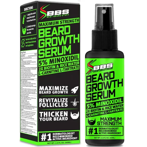 Miniatura 8 de Minoxidil para el crecimiento de la barba: suero al 5% con 2 veces biotina y agua de arroz, promueve el cabello facial más grueso y lleno, ideal