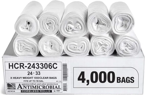 Miniatura 66 de Aluf Plastics Bolsas de basura de alta densidad, 10 galones, 1000 unidades, 6 micrones (eq), 24" x 24", transparentes, para baño, oficina