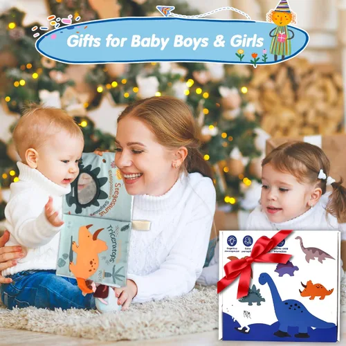 Miniatura 2 de Richgv Libros de juguetes para bebés de 0 a 6 a 12 meses, regalos para bebés y niños, libros arrugados con muñeca de dinosaurio, juguetes