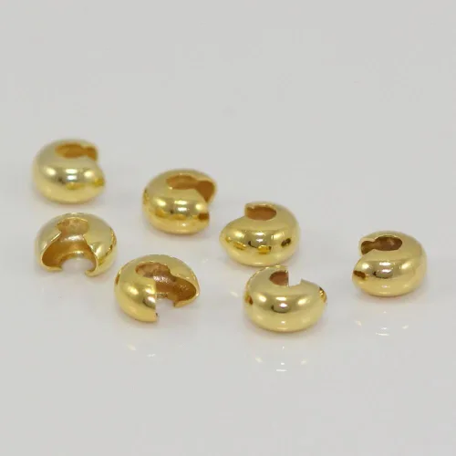 Miniatura 4 de 100 piezas Cubiertas de Nudo de Cuentas Engarzadas 5mm (0.2 pulgadas) Tapas de Extremo Chapadas en Oro Amarillo 18K Cobre Latón para Manualidades
