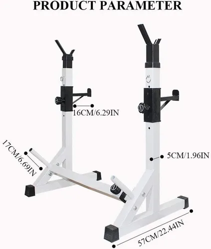 Miniatura 7 de Estante de prensa de banco ajustable multifunción para levantamiento de pesas Fitness Estante ajustable para sentadillas, estación de inmersión