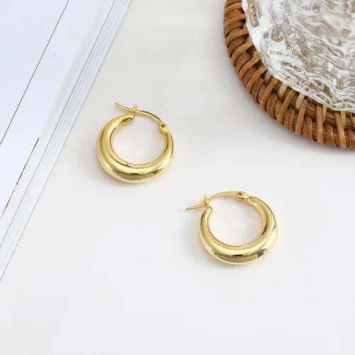 Miniatura 7 de Chunky Gold Hoop Earrings for Women 14k Gold Plated Stainless Steel Thick Hoop Earrings Dainty Cute Hypoallergenic Earrings Minimalist Jewelry Gift