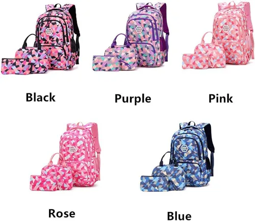 Miniatura 7 de MITOWERMI 3Pcs Backpack for Girls Boys Kids Backpack with Lunch Box for Elementary Middle High School