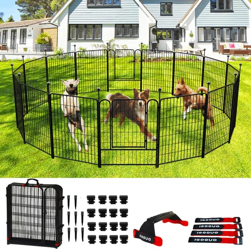 Miniatura 9 de Jaulas Portátiles para Perros y Corralito, Jaula de Metal de 32 Pulgadas para Perros Pequeños/Medianos, para Interior/Exterior, Correas