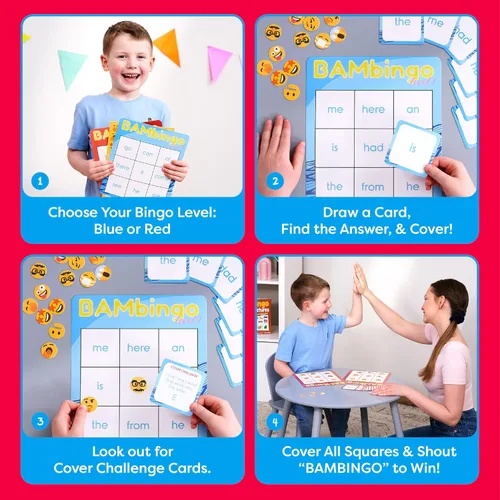 Miniatura 7 de Juego de bingo de palabras de vista THE BAMBINO TREE Nivel 1 y 2 - Juegos educativos para niños - Aprende a leer vocabulario para jardín de infantes