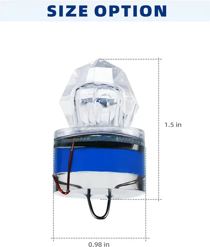 Miniatura 3 de BLUEWING Luces LED de pesca de diamante, luces de caída profunda, intermitente subacuático, activación de agua, señuelos de pesca con iluminación