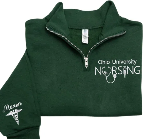Miniatura 19 de COUPLEHOODIES - Sudadera de enfermería bordada con nombre, personalizada, con cremallera de un cuarto, regalo para asistente de enfermería