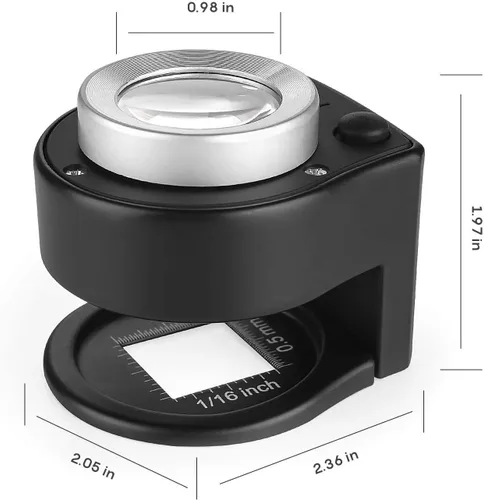 Miniatura 3 de Lupa 30X con 6 luces, lupa de escritorio portátil de metal plegable con escala para costura, lupa de joyería óptica para textiles, monedas, monedas