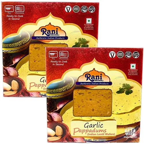 Miniatura 21 de Rani Pappadums (aperitivo de oblea de lentejas indias) Papad de pimienta negra, 7 onzas (7.05 oz) aproximadamente 15 unidades, 7 pulgadas, paquete
