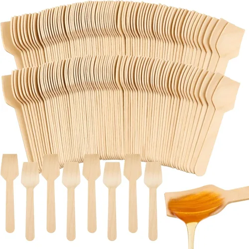 Cucharas desechables mini de madera, cucharas de degustación, cuchara de helado, cucharas de muestreo (300, 9.53 cm)