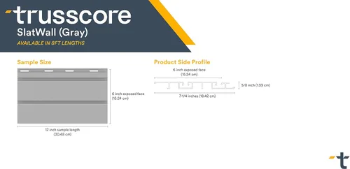 Miniatura 3 de Trusscore Muestra SlatWall de 12" (gris)