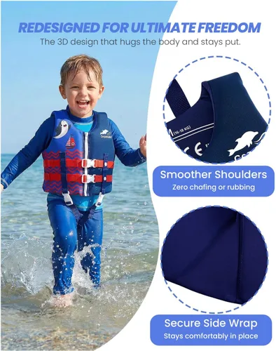 Miniatura 2 de Gogokids Chaleco de natación para niños de 2-3-4-5-6-7-8-9 años, flotadores de piscina para niños de 30-50-70 libras, flotabilidad para niños