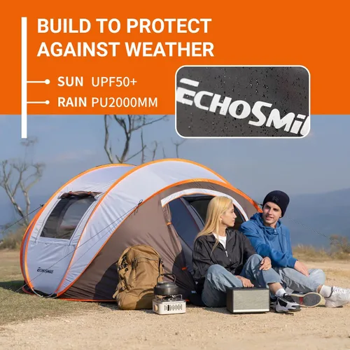 Miniatura 5 de EchoSmile Tienda de campaña desplegable para 2/4/6 personas, fácil instalación, cúpula resistente al agua, portátil con bolsa de transporte Blanco