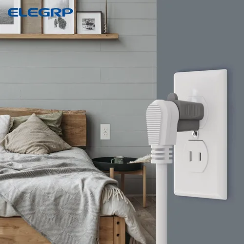 Miniatura 5 de ELEGRP Adaptador de 2 a 3 puntas, paquete de 3, gris - Adaptador de enchufe de conexión a tierra polarizado, certificación ETL