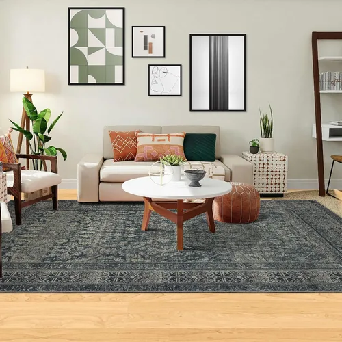 Miniatura 25 de Alfombra de área de 5 x 7, alfombra bohemia vintage, ultra suave, de pelo bajo, lavable, antideslizante, resistente a las manchas, alfombra impresa