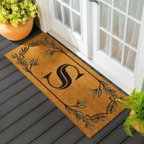 Miniatura 73 de Evergreen Flag Alfombra de puerta de fibra de coco monograma Letra B Alfombra para puerta delantera para interiores y exteriores 71x41 cm