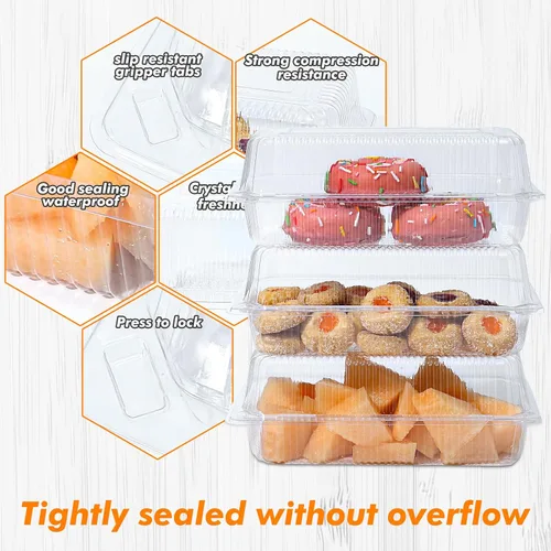 Miniatura 4 de MANSHU 100 recipientes de plástico transparente para llevar, recipiente desechable de postre con tapa, para ensaladas, pasta, sándwiches