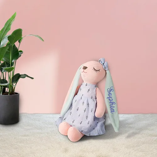 Miniatura 6 de Dyoart Conejo de Pascua personalizado con nombre, juguete de peluche bordado hecho a mano, regalo de Pascua personalizado para bebés y niñas