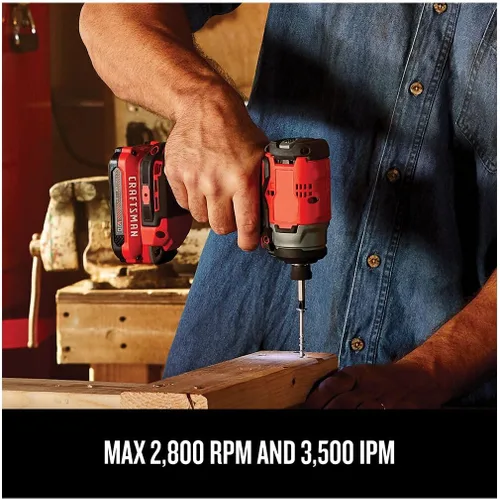 Miniatura 4 de CRAFTSMAN Kit de destornillador de impacto inalámbrico V20, 1/4 de pulgada, batería y cargador incluidos (CMCF810C1)