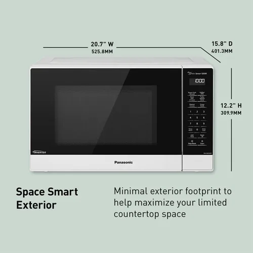 Miniatura 20 de Panasonic Horno de microondas con tecnología Inverter, 1200W, 1.2 pies cúbicos. Pequeño horno microondas con sensor Genius de un toque, botón