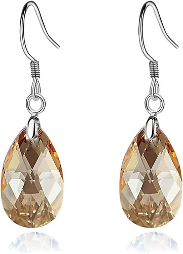 Miniatura 80 de Aretes colgantes de cristal austriaco con forma de lágrima para mujer, joyería hipoalergénica de plata de ley 925