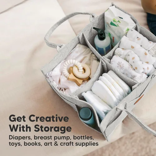 Miniatura 7 de KeaBabies Organizador de pañales para bebé con asa, organizador portátil de auto para bebé y almacenamiento para guardería, cambiador, cesta de Gris